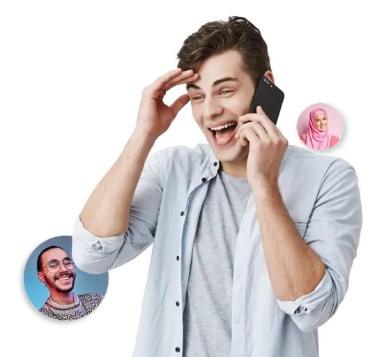 Man talking on phone using Callmama app for international calling